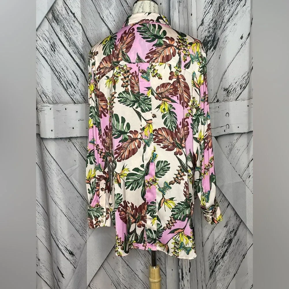 Free People Under The Palms Button Down long Shirt M